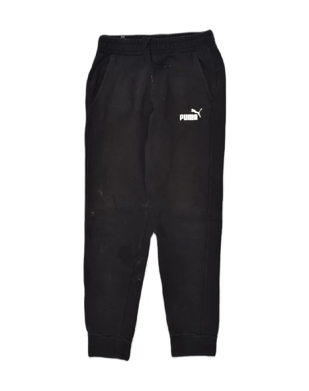 PUMA Womens Tracksuit Trousers Joggers UK 10 Small Black Cotton Trousers chic elegant