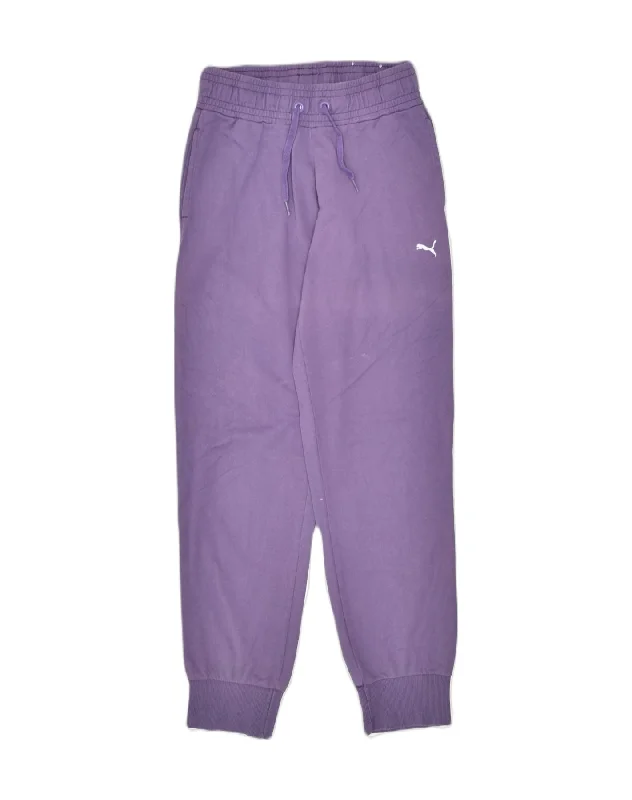 PUMA Womens Tracksuit Trousers Joggers UK 10 Small Purple Cotton