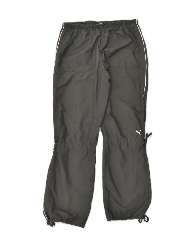 PUMA Womens Tracksuit Trousers UK 14 Large Grey Trousers Denim Distressed