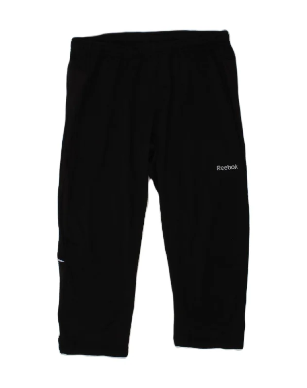 REEBOK Womens Capri Tracksuit Trousers UK 14 Large Black Polyester Trousers Vintage Classic REEBOK Womens Capri Tracksuit Trousers UK 14 Large Black Polyester Trousers Vintage Classic