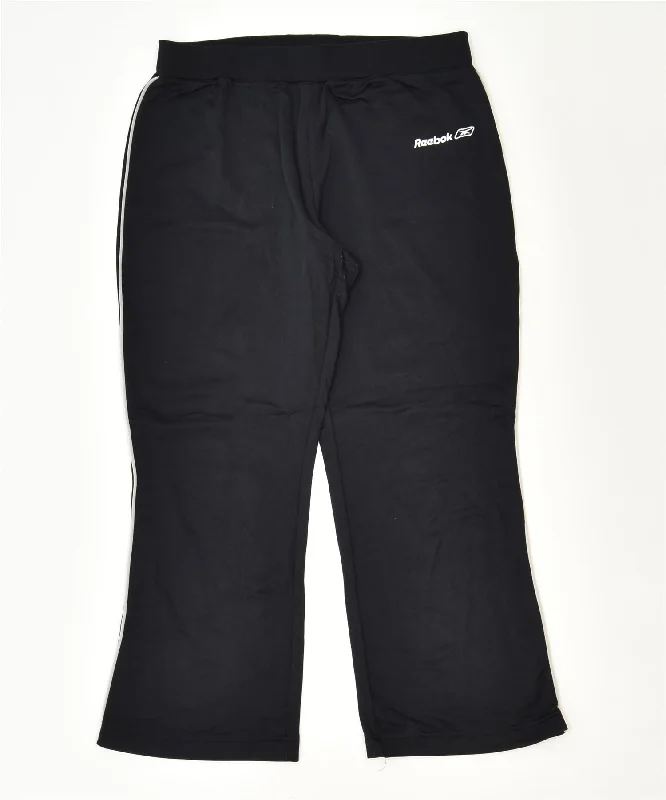 REEBOK Womens Chico Capri Tracksuit Trousers Small Black Nylon Sports