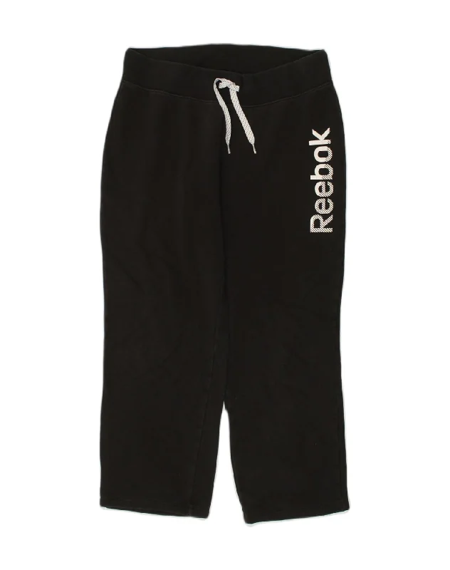 REEBOK Womens Graphic Tracksuit Trousers UK 16 Large Black Trousers New Arrival