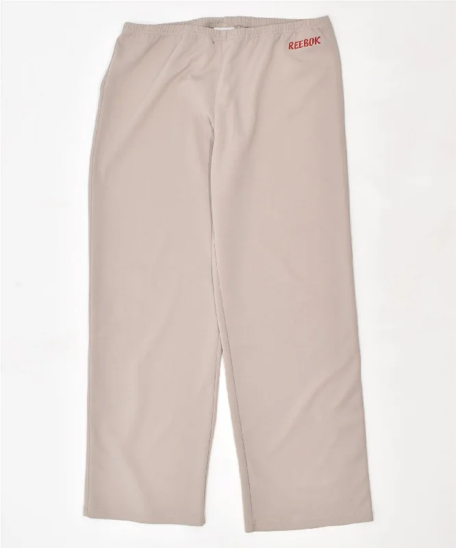 REEBOK Womens Loose Fit Tracksuit Trousers UK 20 2XL Beige Polyester