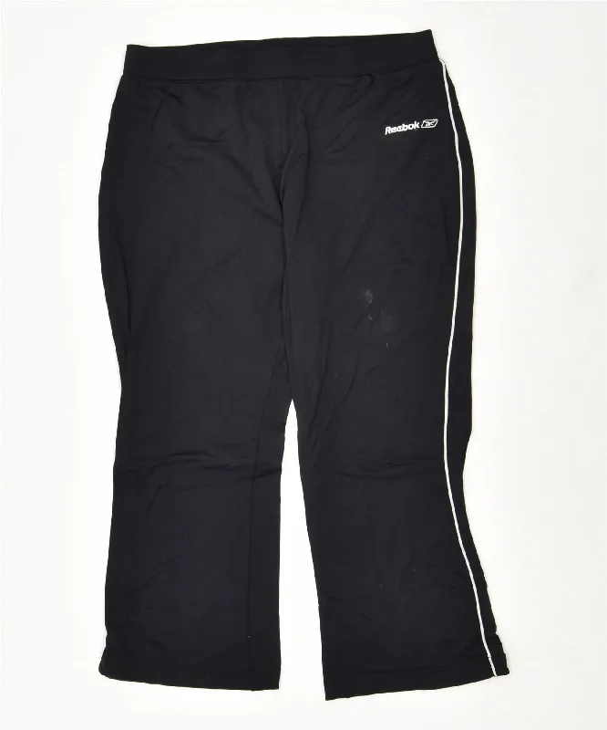 REEBOK Womens Tracksuit Trousers Large Black Nylon