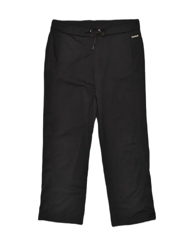 REEBOK Womens Tracksuit Trousers XL Black Polyester Trousers Yoga Stretchy