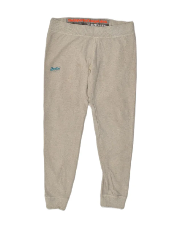 SUPERDRY Womens Tracksuit Trousers Joggers UK 14 Large Grey Cotton Trousers Sale Discount