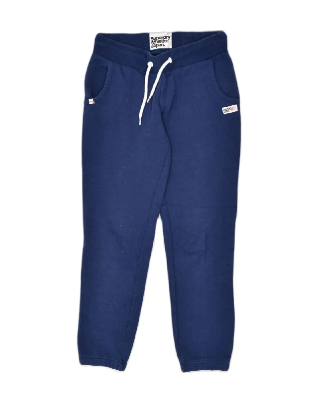 SUPERDRY Womens Tracksuit Trousers Small Blue Cotton