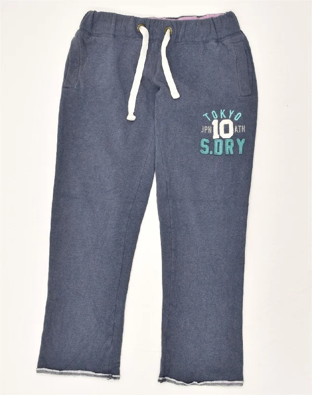 SUPERDRY Womens Tracksuit Trousers UK 14 Medium Navy Blue Cotton Trousers Satin Smooth SUPERDRY Womens Tracksuit Trousers UK 14 Medium Navy Blue Cotton Trousers Satin Smooth