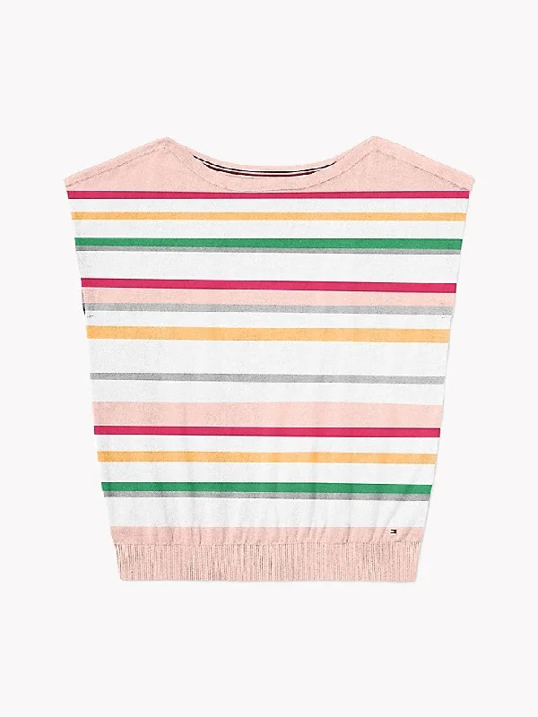 Jocelyn Stripe Sweater Tee (Womens) - Pink/ White