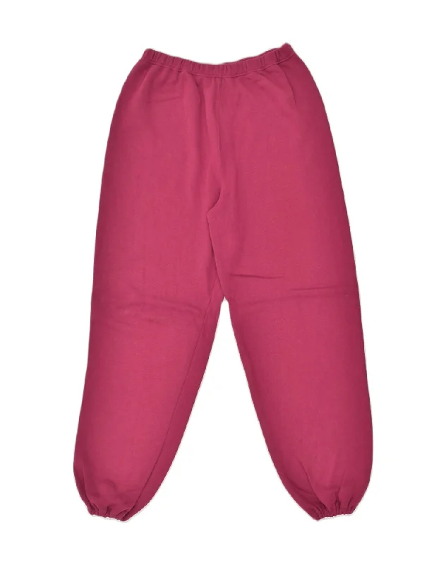 VINTAGE Womens Tracksuit Trousers Joggers UK 18 XL Pink Cotton Trousers Tapered Slim Fit