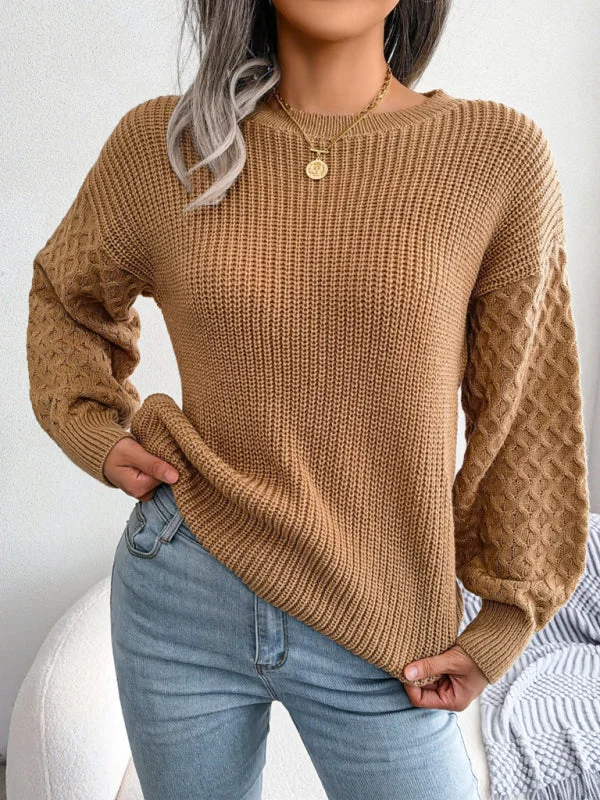 Women's Casual Lantern Long Sleeve Knit Sweater