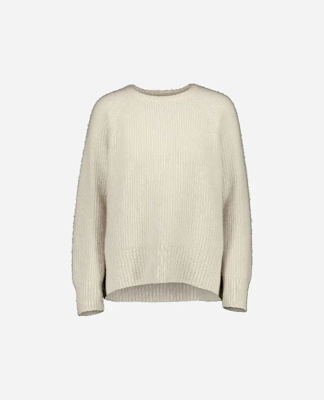 Rundhalsausschnitt Pullover aus Cashmere in Weiß Port Neck Pullover