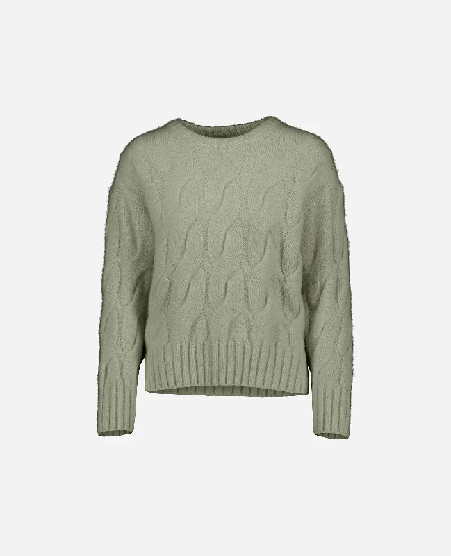Rundhalsausschnitt Pullover aus Cashmere in Grün Peter Pan Collar
