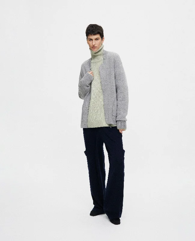 Cashmere-Mischung Pullover in Grau - Lockerer Schnitt Slouchy Comfort Pullover