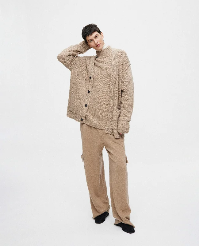 Cashmere Pullover in Beige - Lockerer Schnitt Port Neck Pullover