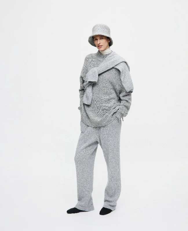 Cashmere Pullover in Grau - Lockerer Schnitt Cowl Neck Pullover