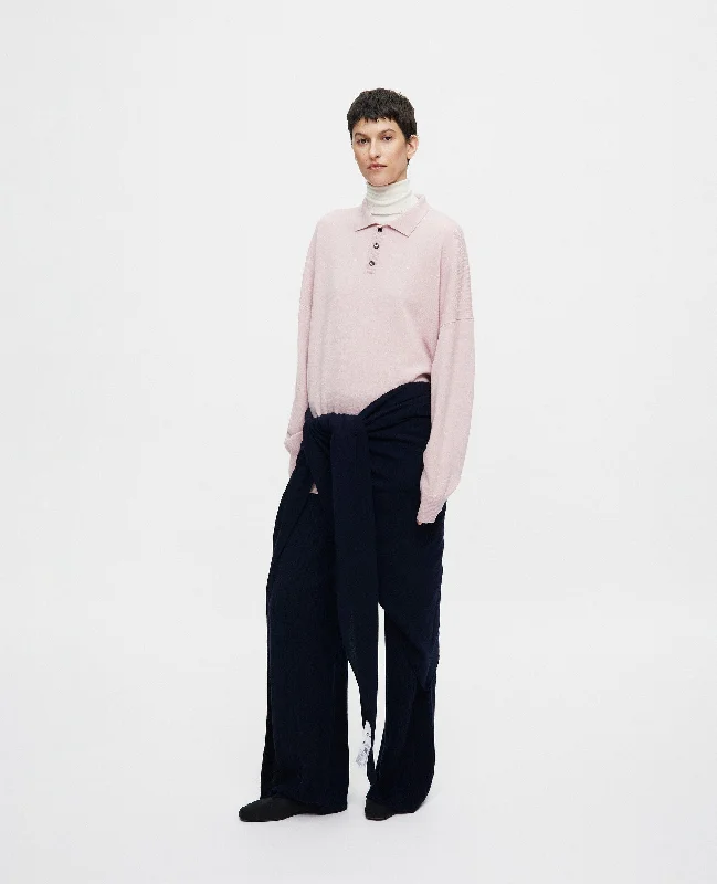 Woll-Mischung Pullover in Rose - Lockerer Schnitt Three Quarter Sleeve