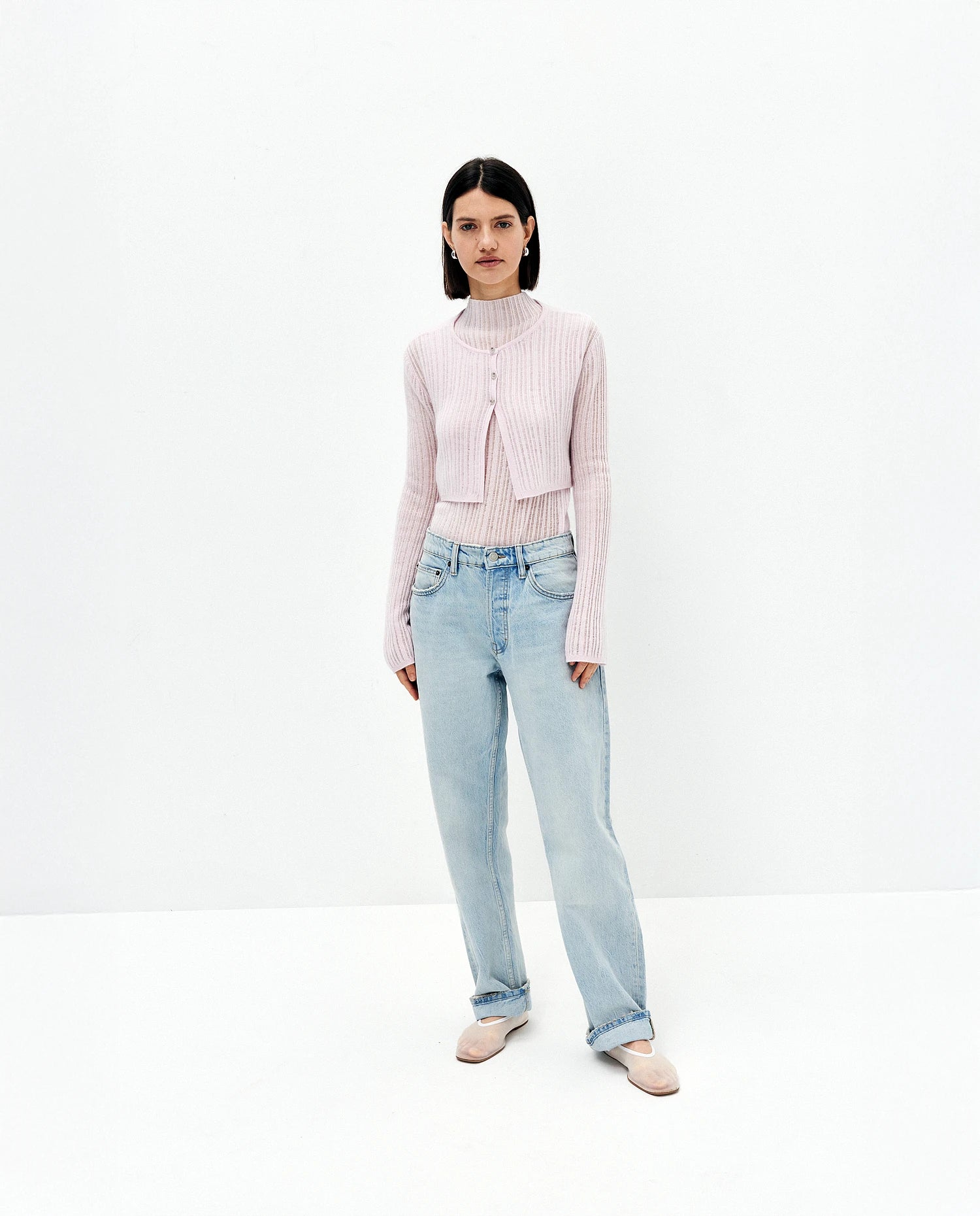 Cashmere Pullover in Rose - Enger Schnitt Slit Sleeve Stylish