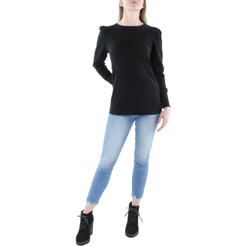 Anne Klein Womens Cashmere Shirred Shoulder Pullover Sweater Surplice Neck Pullover