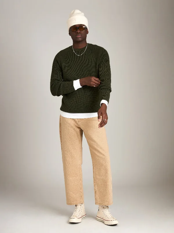 Honeycomb Knit Crew Neck Pullover Polo Neck Sweater