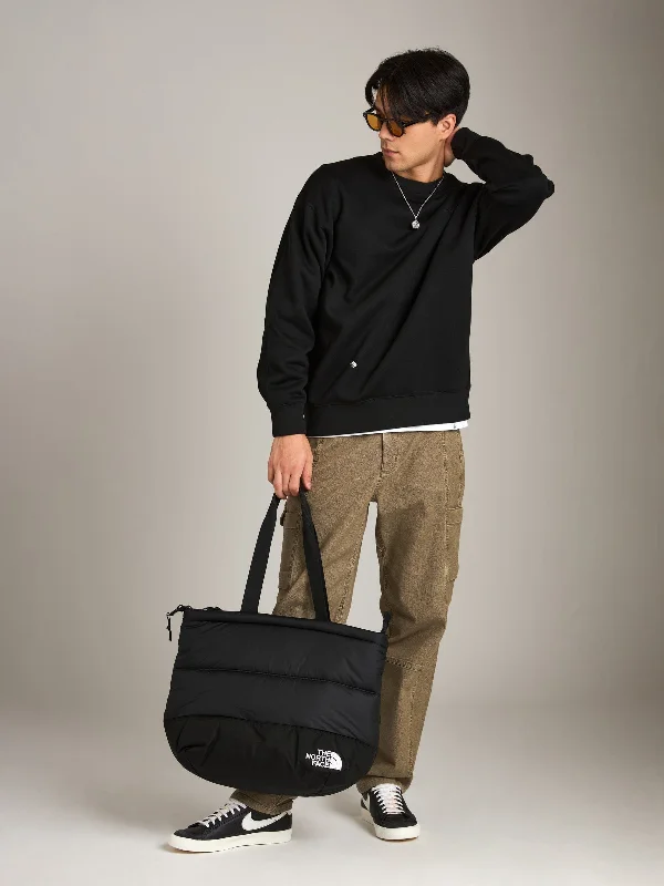 Reverse Weave Crewneck Pullover W/Script Sabrina Neck Pullover