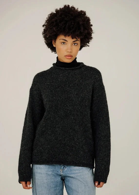 Bare Knitwear Linden Pullover in Basalt Crew Neck Wool