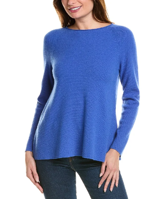 Lafayette 148 New York Textured Stitch Bateau Neck Cashmere Pullover Zipper Front Cardigan