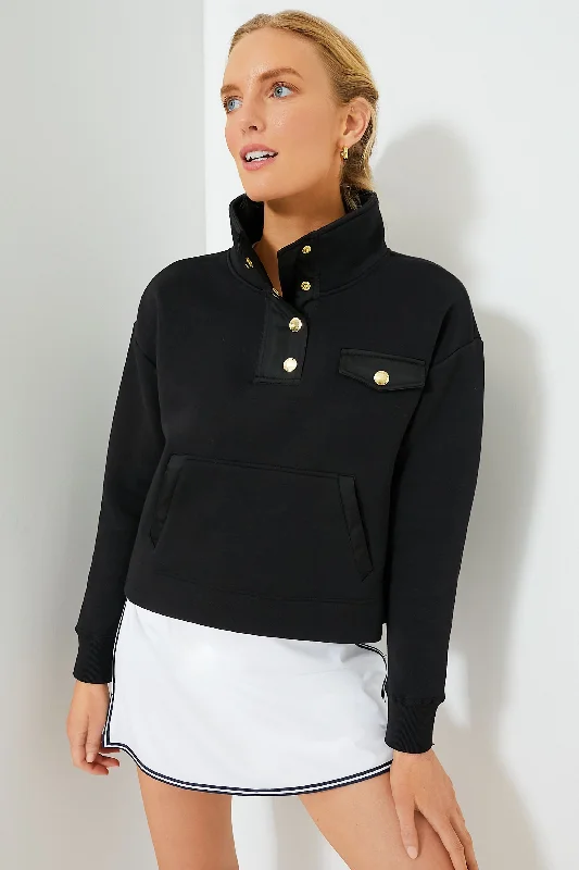 Black Snap Neck Bailey Pullover Slouchy Comfort Pullover