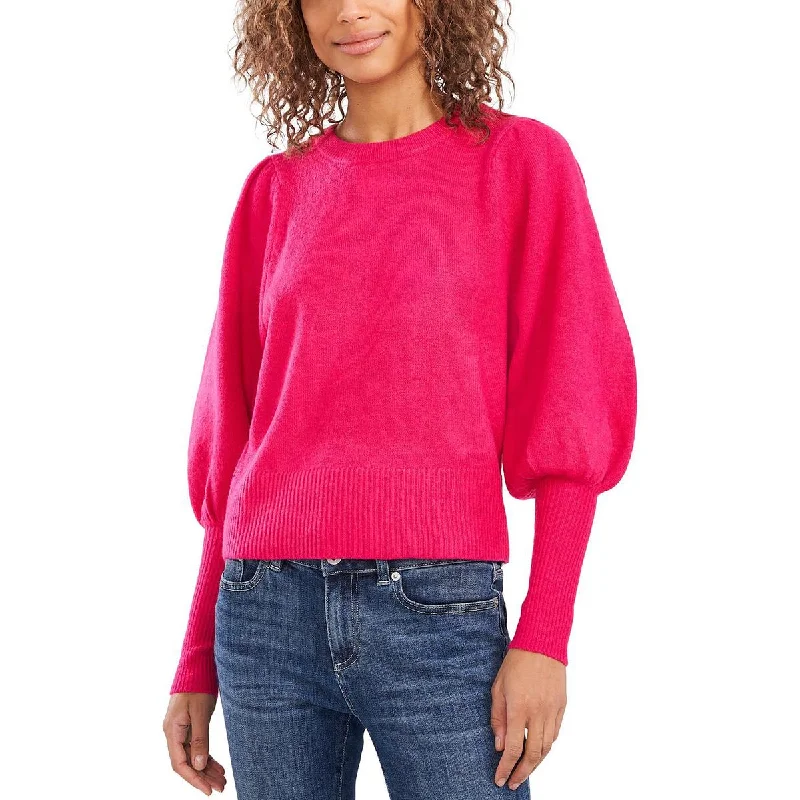 CeCe Womens   Ribbed Puff Sleeve Pullover Sweater Short Sleeve Top
