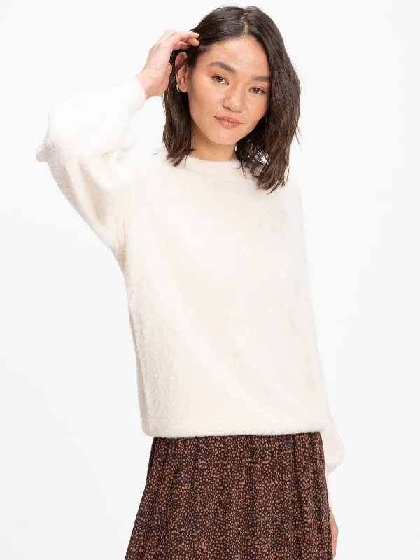 Clara Fuzzy Pullover Crew Neck Sweater Crew Neck Wool