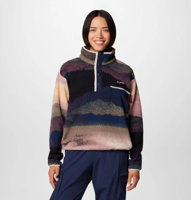 Women's Helvetia II Printed Cropped Half Snap Pullover - Collegiate Navy Dolomites Set Sleeve Pullover