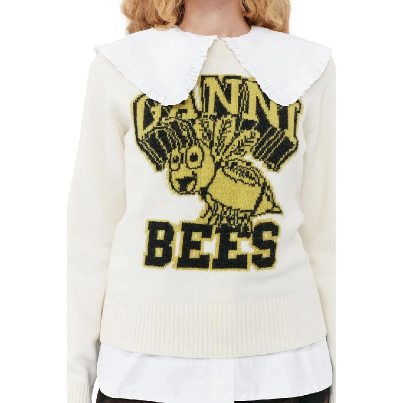 Graphic Bees O-Neck Pullover (Egret) Cap Sleeve Casual