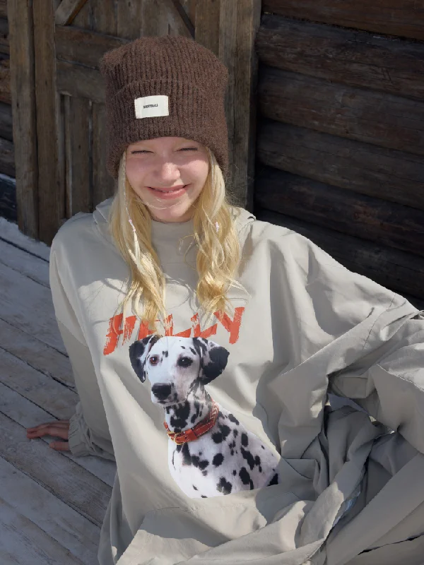 Hellystudio Dalmatian Spot Snow Pullover - Unisex Ribbed Crew Neck