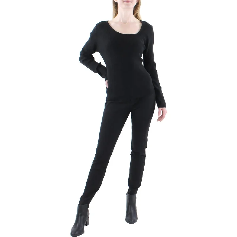 Lea & Viola Womens Cutout Asymmetric Pullover Sweater Chenille Soft Sweater