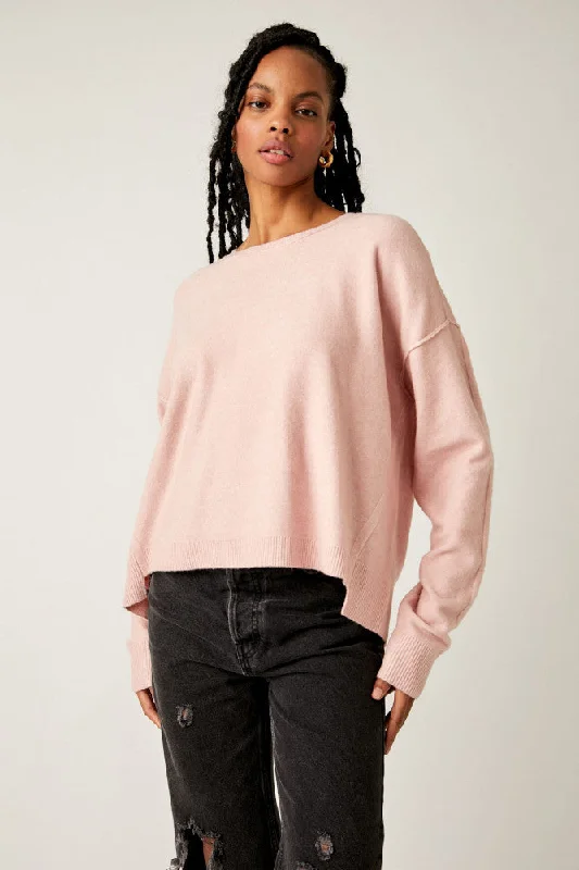 Free People Luna Pullover in Pink Lotus One Shoulder Top