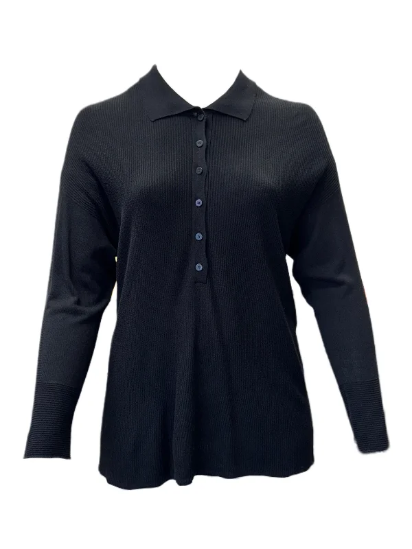 Marina Rinaldi Women's Black Amelia Pullover Sweater NWT Fitted Ribbed Sweater
