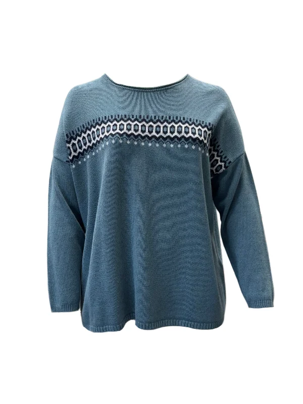 Marina Rinaldi Women's Blue Albatros Pullover Sweater NWT Fleece Warm Pullover