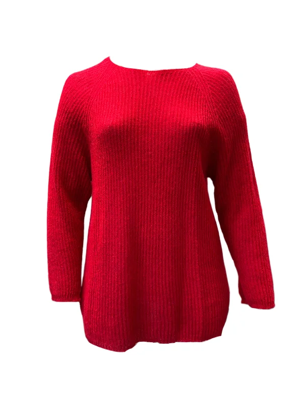 Marina Rinaldi Women's Red Addetto Pullover Sweater NWT Zipper Front Cardigan