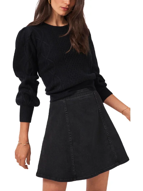 Midnight Garden Womens Cable Knit Crewneck Pullover Sweater Honey Neck Pullover