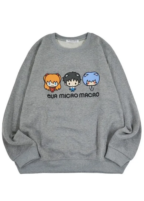 Neon Genesis Evangelion Chibi Characters Pullover Seamless Knit Pullover