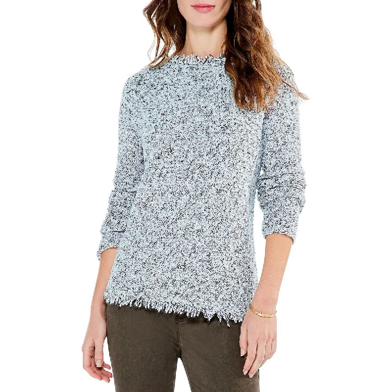 Nic + Zoe Womens Fringe Knit Pullover Sweater One Shoulder Top