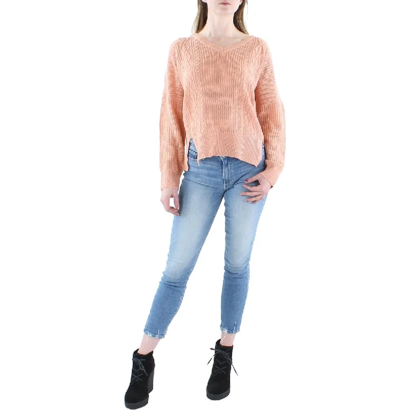 No Comment Womens Knit V Neck Pullover Sweater Chunky Knit Pullover