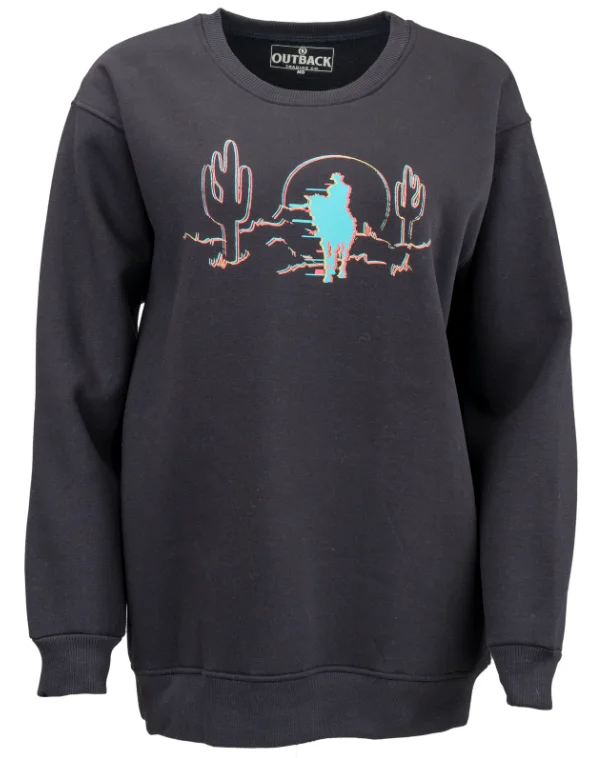 Outback Trading Company Women’s Cali Black Crewneck Pullover 40277-BLK Oblong Neck Pullover