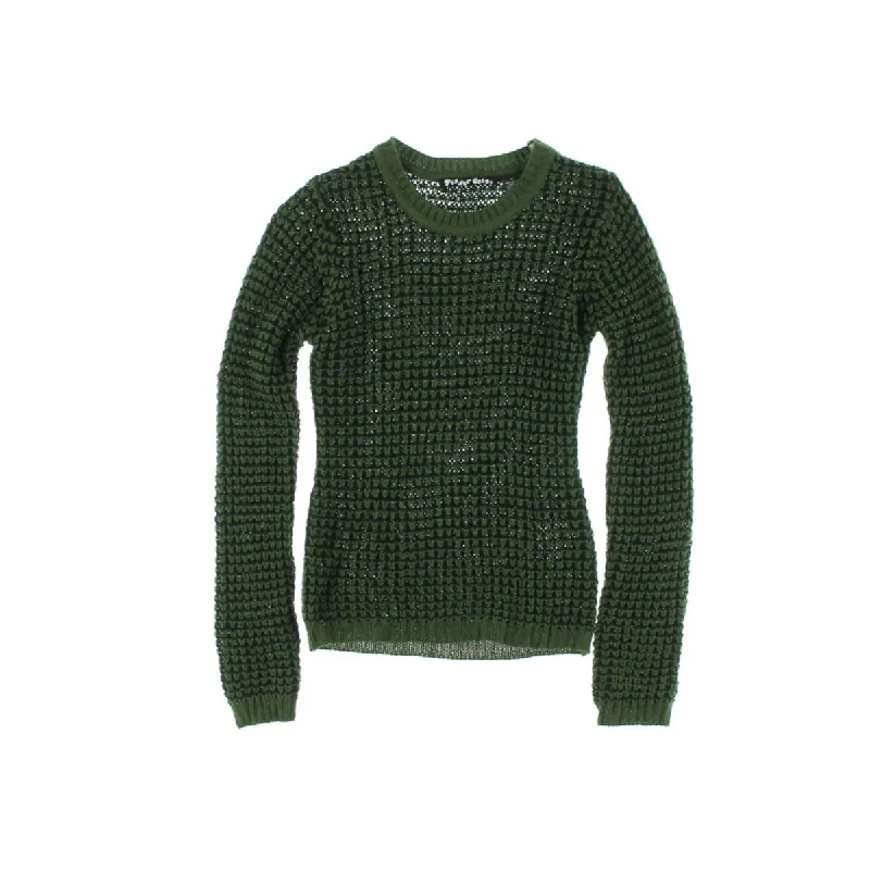 Planet Gold Womens Juniors Two Tone Marled Pullover Sweater Ruffle Neck Pullover