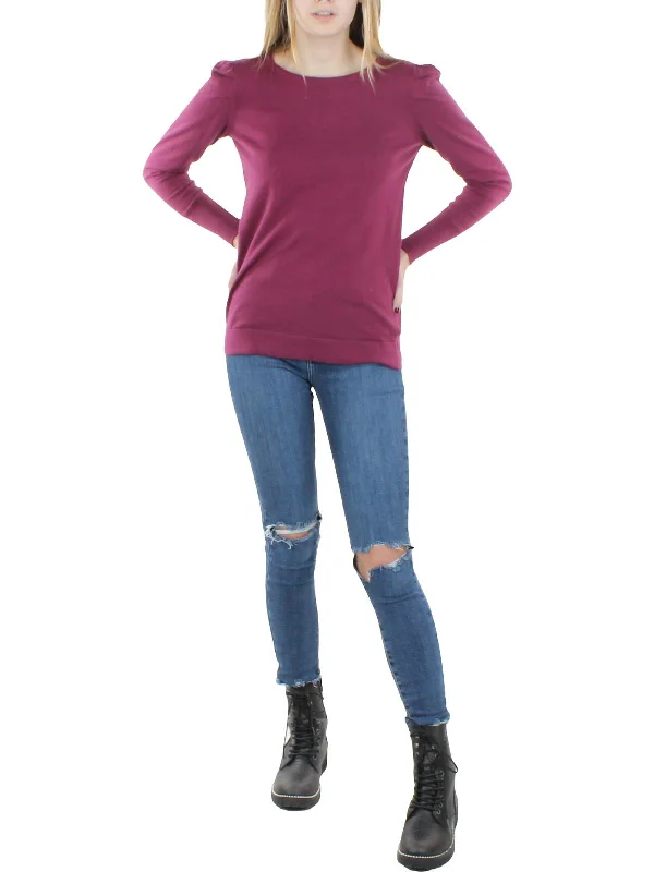 Plus   Womens Cotton Cashmere Shirred Shoulder Pullover Sweater Notched Neck Pullover