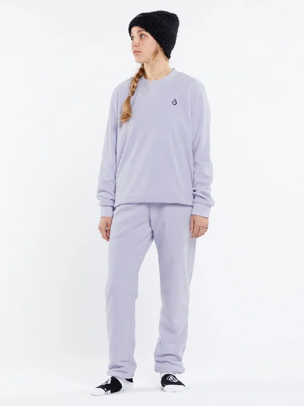Womens Polar Fleece Crew Pullover - Lilac Ash Shawl Collar Sweater