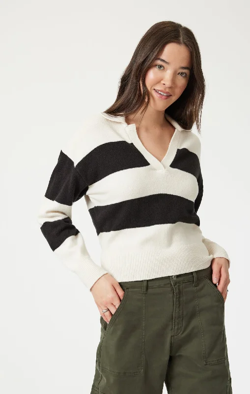 POLO PULLOVER SWEATER IN BLACK Cowl Neck Pullover