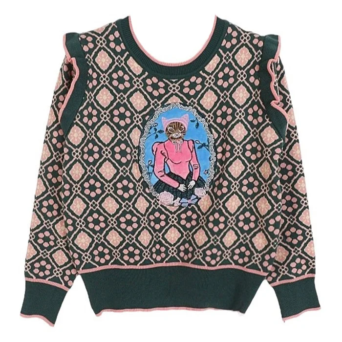 Princess Cat Knit Pullover Elbow Length Sleeve