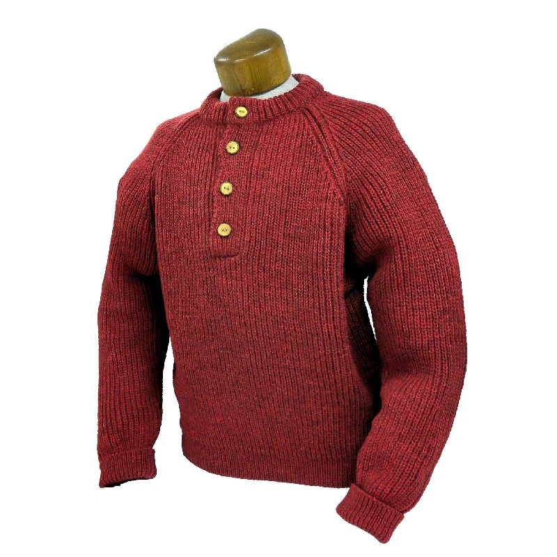 Pullover Sweater - 4 Button Ruffle Neck Pullover