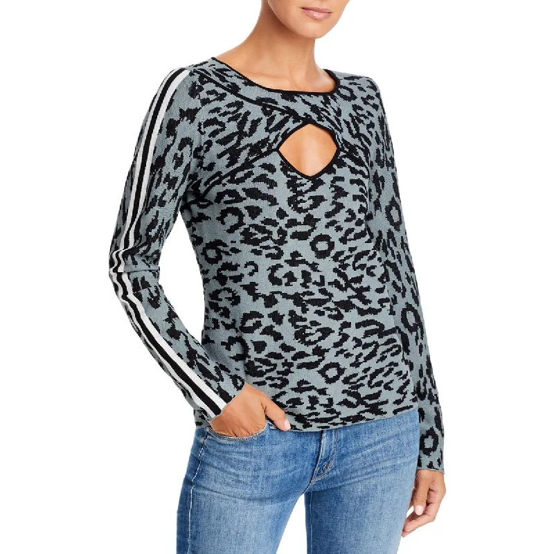 Single Thread Womens Cut Out Jacquard Pullover Sweater One Shoulder Top